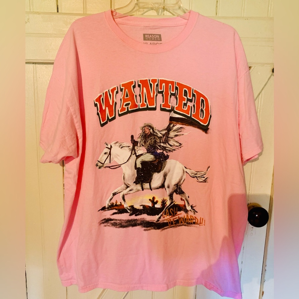 Pink Graphic T-Shirt with Western Design